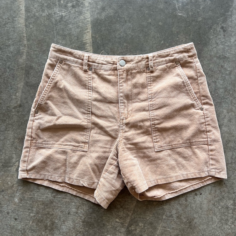 high waisted tan corduroy shorts